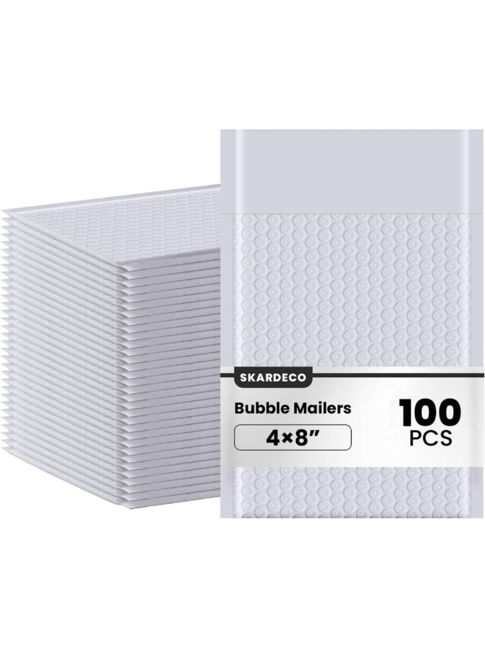 Self-Seal Grey Bubble Mailers 4x8" - 100 Pack Opaque Padded Envelopes for